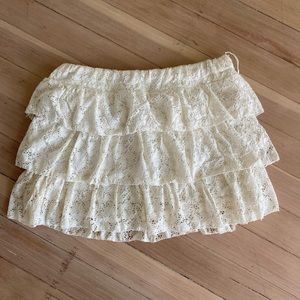 Lace white mini skirt